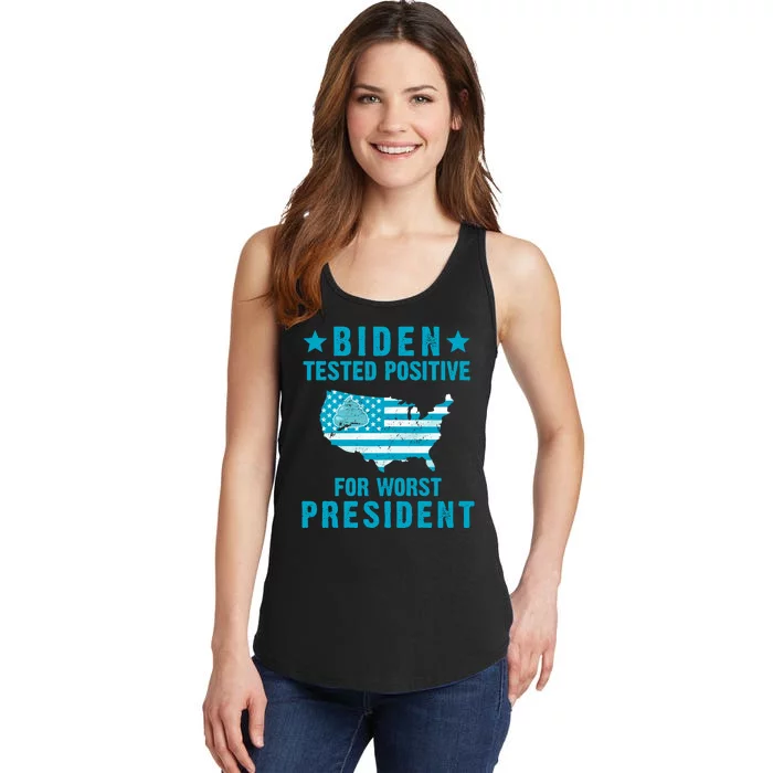 Biden Tested Positive For The Worst President Ladies Essential Tank