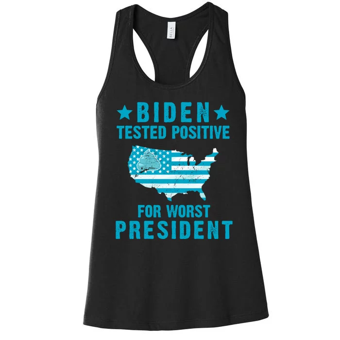 Biden Tested Positive For The Worst President Women's Racerback Tank