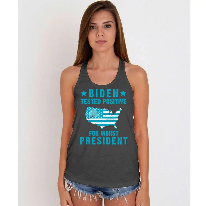 Biden Tested Positive For The Worst President Women's Knotted Racerback Tank