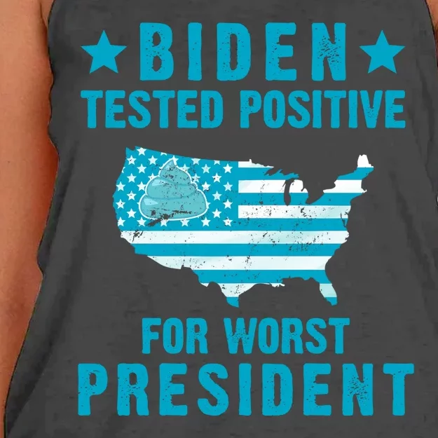 Biden Tested Positive For The Worst President Women's Knotted Racerback Tank