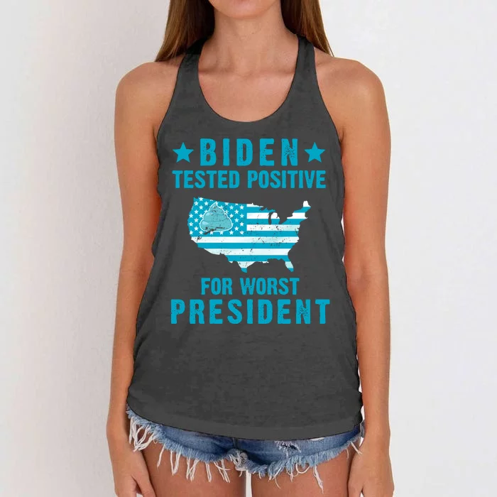 Biden Tested Positive For The Worst President Women's Knotted Racerback Tank