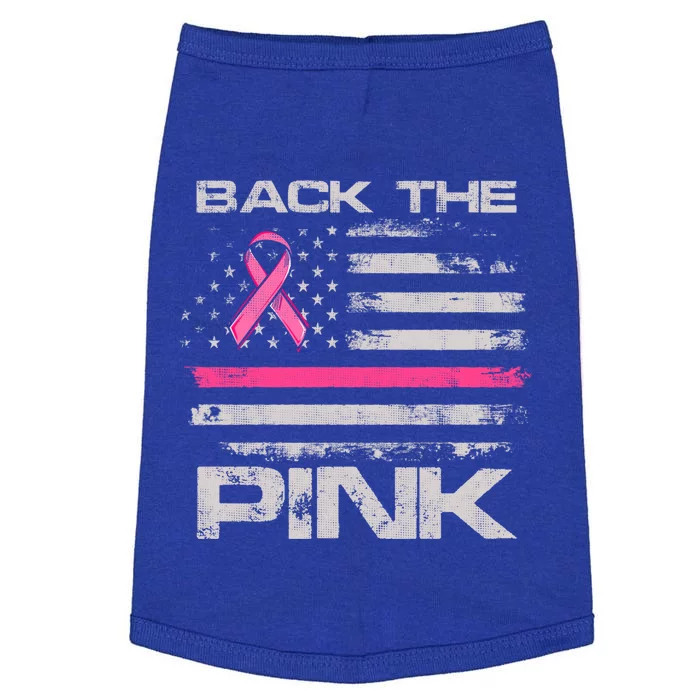 Back The Pink American Flag Breast Cancer Awareness (Onback) Gift Doggie Tank