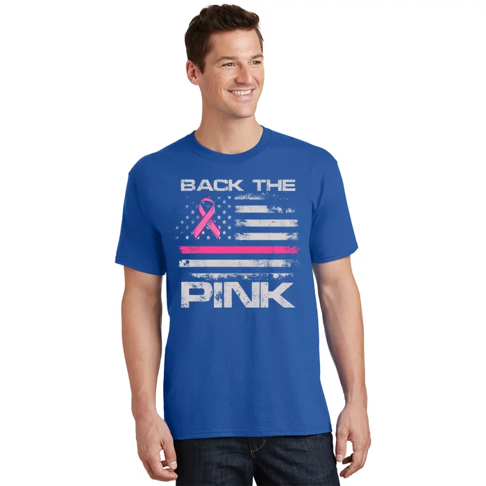 Back The Pink American Flag Breast Cancer Awareness (Onback) Gift T-Shirt