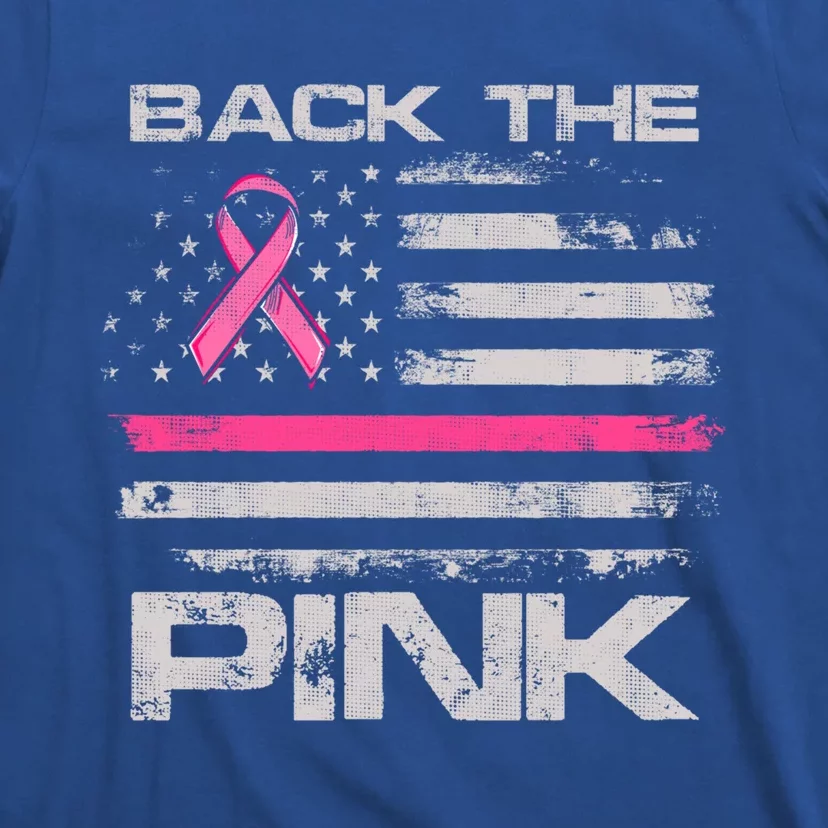 Back The Pink American Flag Breast Cancer Awareness (Onback) Gift T-Shirt