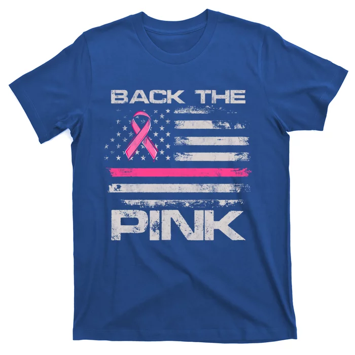 Back The Pink American Flag Breast Cancer Awareness (Onback) Gift T-Shirt