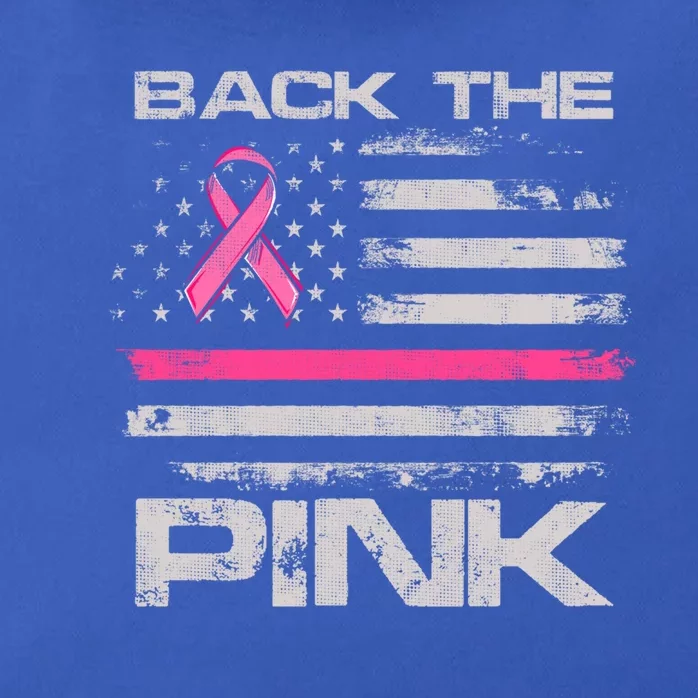 Back The Pink American Flag Breast Cancer Awareness (Onback) Gift Zip Tote Bag