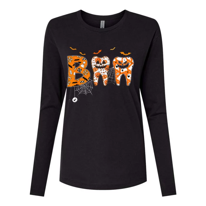 Boo Th Pumpkin Dentist Dental Hygienist Halloween Costume Womens Cotton Relaxed Long Sleeve T-Shirt