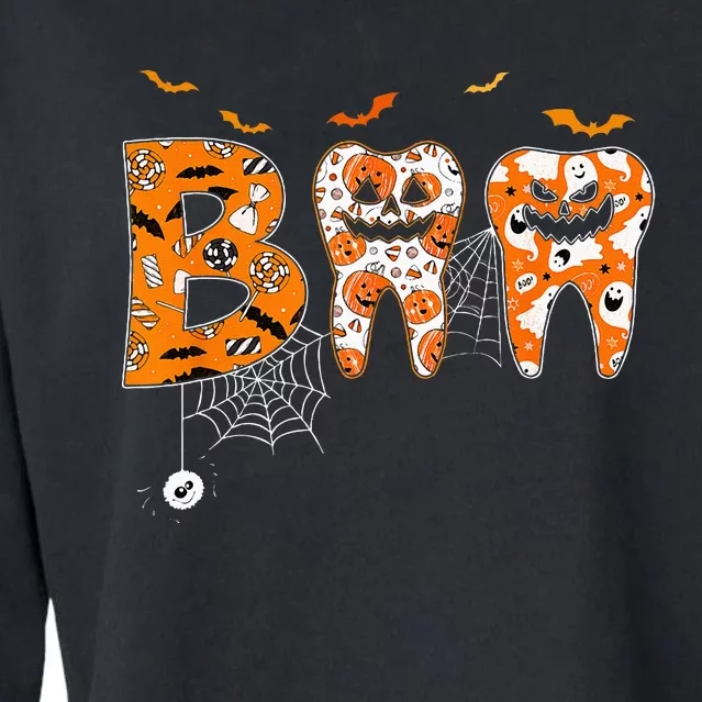 Boo Th Pumpkin Dentist Dental Hygienist Halloween Costume Cropped Pullover Crew