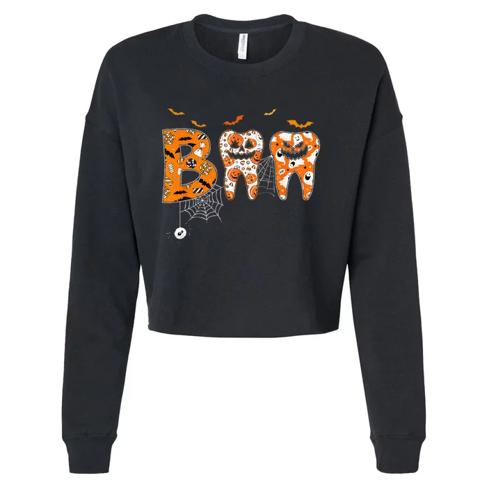 Boo Th Pumpkin Dentist Dental Hygienist Halloween Costume Cropped Pullover Crew