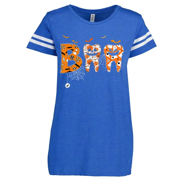 Boo Th Pumpkin Dentist Dental Hygienist Halloween Costume Enza Ladies Jersey Football T-Shirt