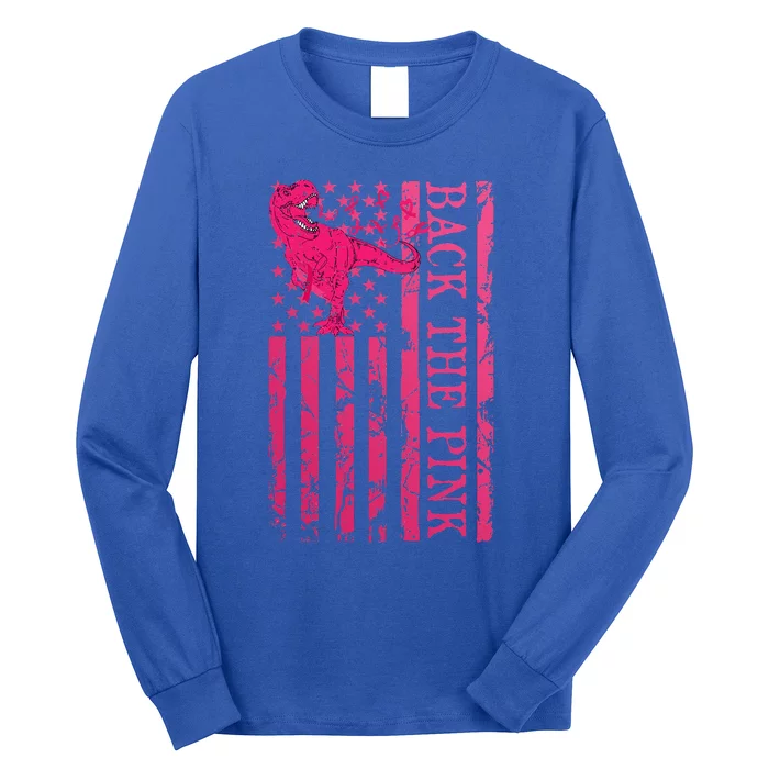 Back The Pink Warrior Flag American Breast Cancer Awareness Long Sleeve Shirt