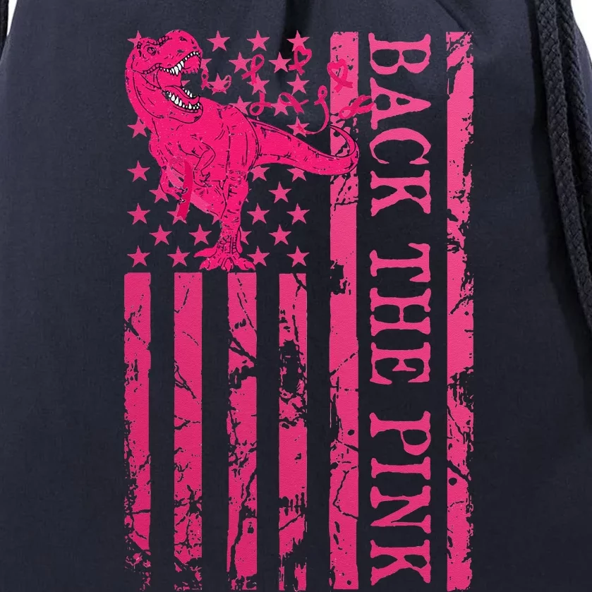 Back The Pink Warrior Flag American Breast Cancer Awareness Drawstring Bag