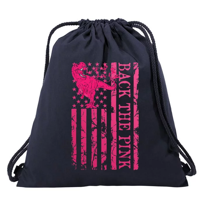 Back The Pink Warrior Flag American Breast Cancer Awareness Drawstring Bag