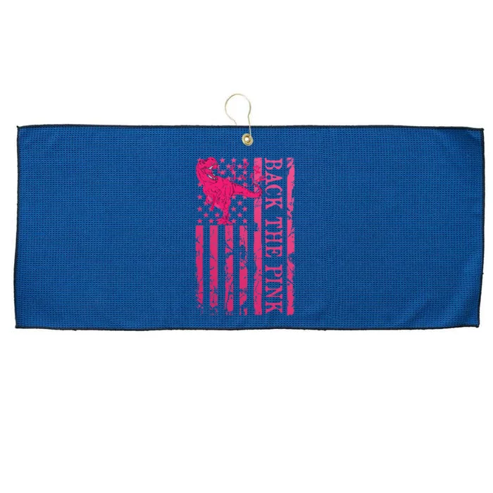 Back The Pink Warrior Flag American Breast Cancer Awareness Large Microfiber Waffle Golf Towel