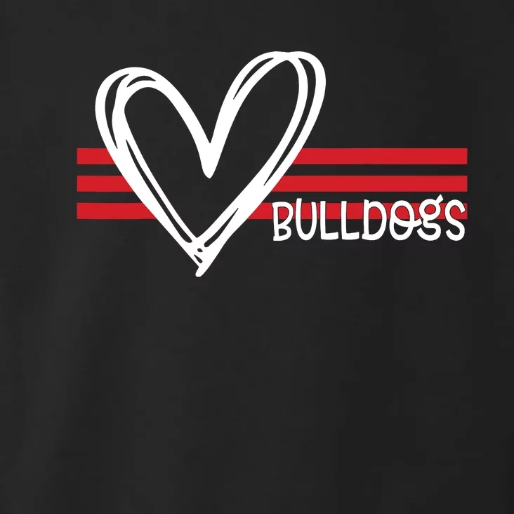 Bulldogs Team Pride School Spirit White Red Heart Toddler Hoodie