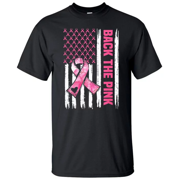 Back The Pink Warrior Flag American Breast Cancer Awareness Tall T-Shirt