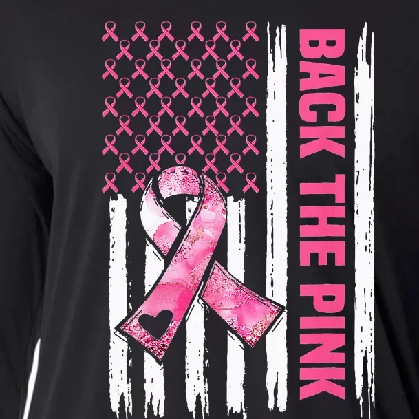 Back The Pink Warrior Flag American Breast Cancer Awareness Cooling Performance Long Sleeve Crew