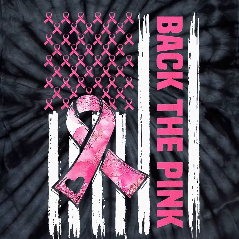 Back The Pink Warrior Flag American Breast Cancer Awareness Tie-Dye T-Shirt