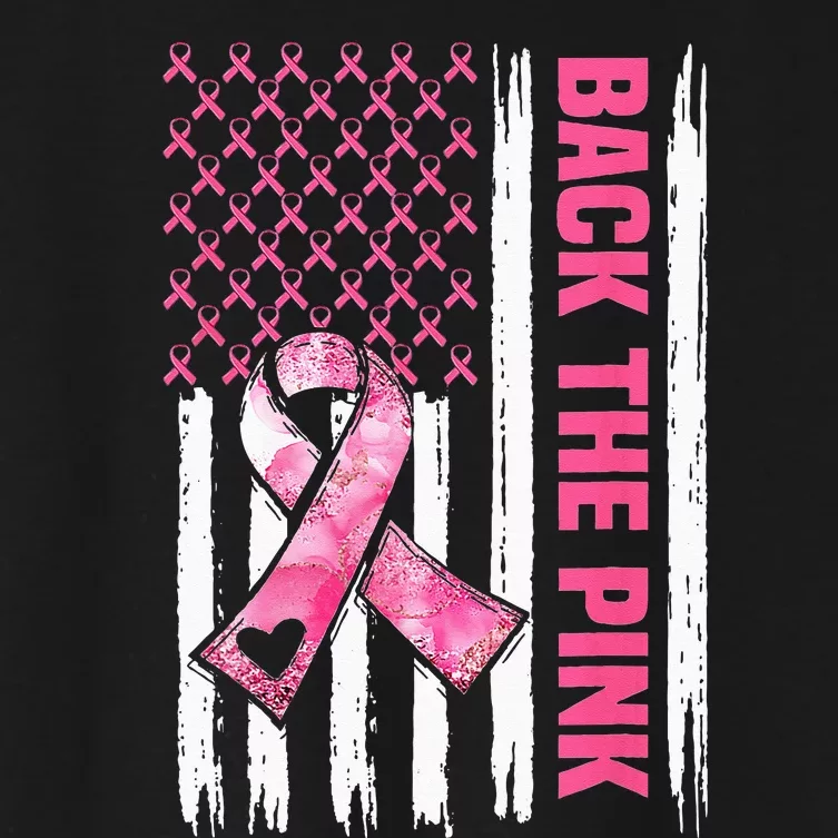 Back The Pink Warrior Flag American Breast Cancer Awareness Women's Crop Top Tee