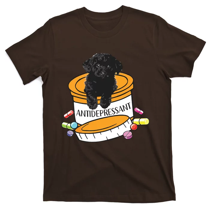 Black Toy Poodle Antidepressant T-Shirt