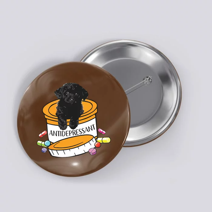 Black Toy Poodle Antidepressant Button