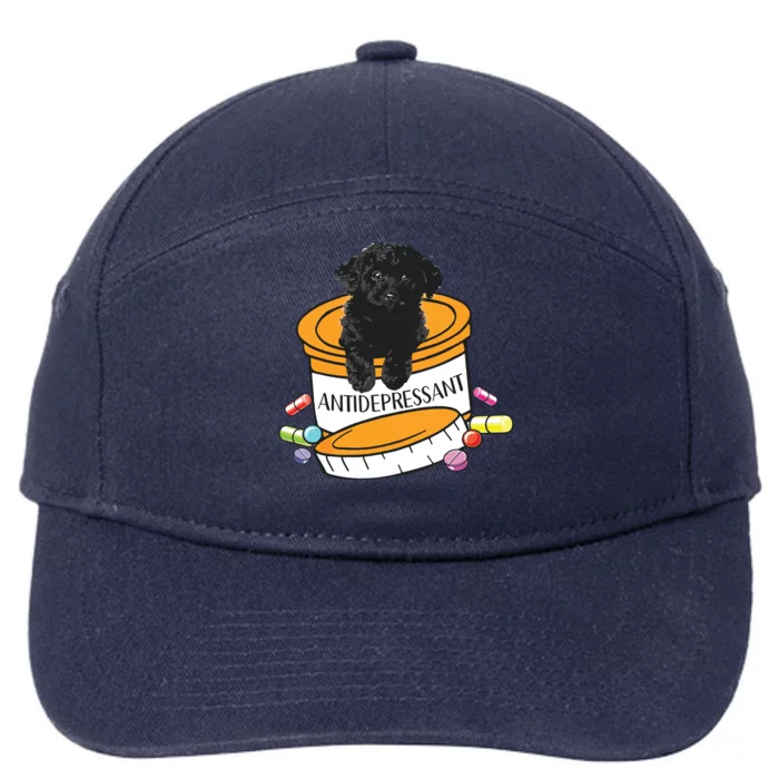 Black Toy Poodle Antidepressant 7-Panel Snapback Hat