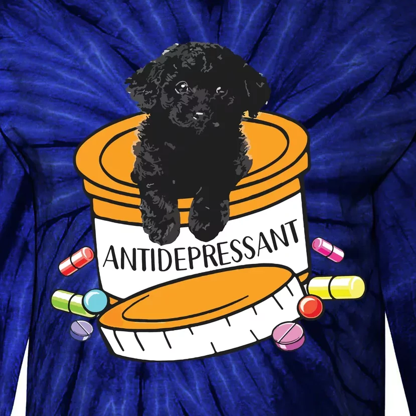 Black Toy Poodle Antidepressant Tie-Dye Long Sleeve Shirt