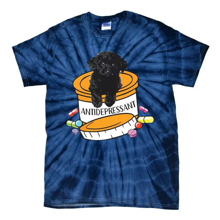 Black Toy Poodle Antidepressant Tie-Dye T-Shirt