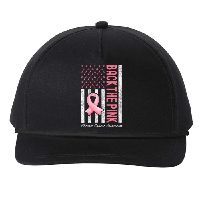 Back The Pink Breast Cancer Awareness Us Flag Snapback Five-Panel Rope Hat