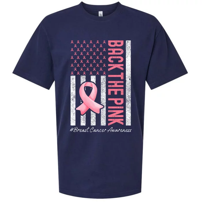 Back The Pink Breast Cancer Awareness Us Flag Sueded Cloud Jersey T-Shirt