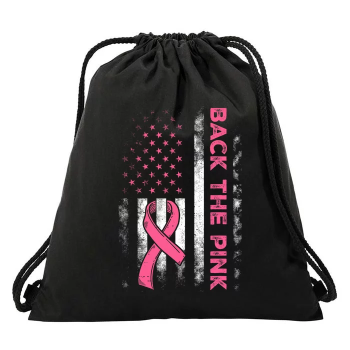 Back The P.I.N.K. Us Flag Breast Cancer Awareness Drawstring Bag