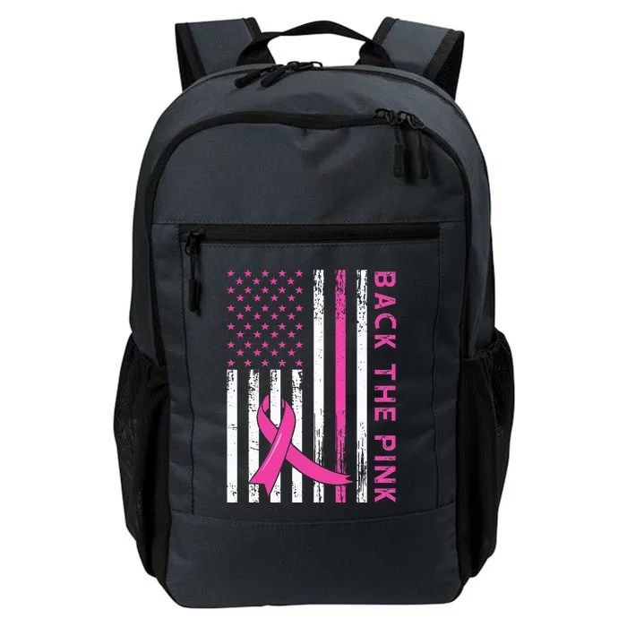 Back The Pink Ribbon Flag Breast Cancer Warrior Daily Commute Backpack