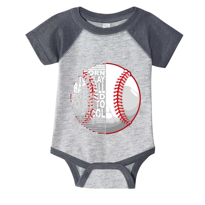 Born To Play Baseball Forced To Go To School Infant Baby Jersey Bodysuit