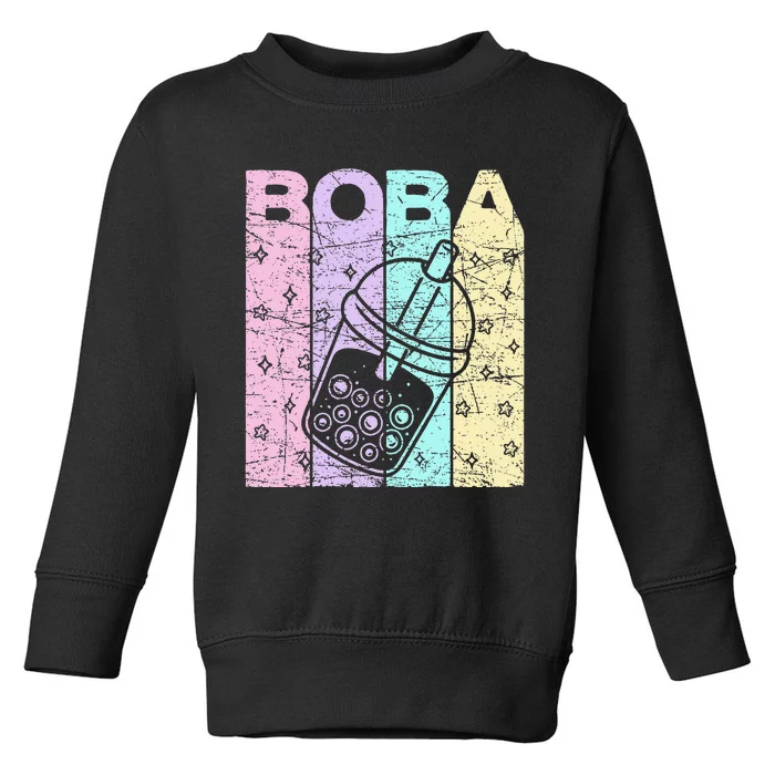 Boba Tea Pastel Bubble Tea Lover Retro Toddler Sweatshirt