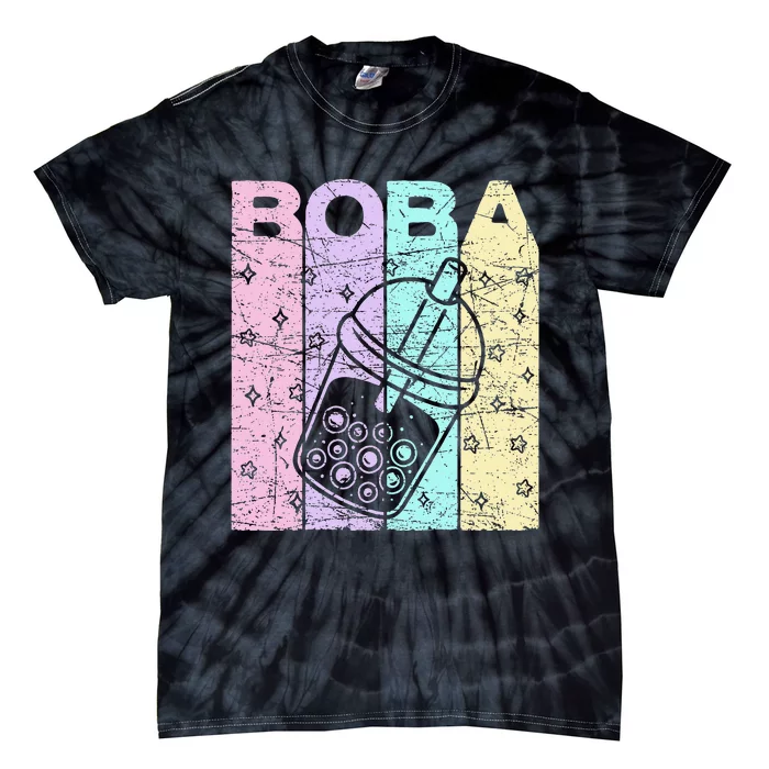 Boba Tea Pastel Bubble Tea Lover Retro Tie-Dye T-Shirt