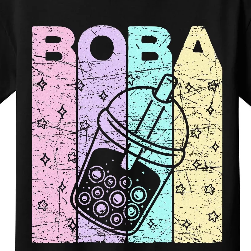 Boba Tea Pastel Bubble Tea Lover Retro Kids T-Shirt