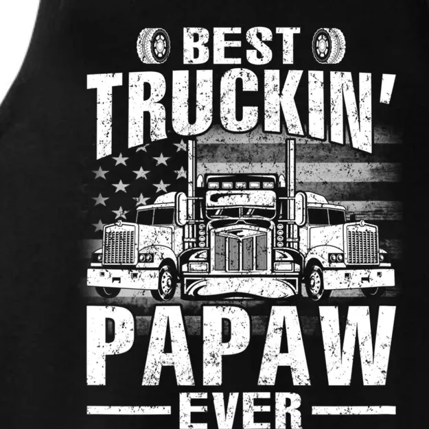 Best Truckin Papaw Ever Usa Flag Ladies Tri-Blend Wicking Tank