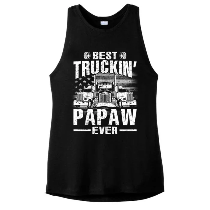 Best Truckin Papaw Ever Usa Flag Ladies Tri-Blend Wicking Tank