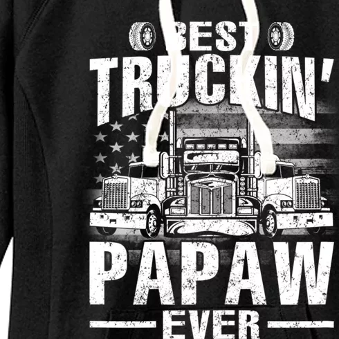 Best Truckin Papaw Ever Usa Flag Women's Fleece Hoodie