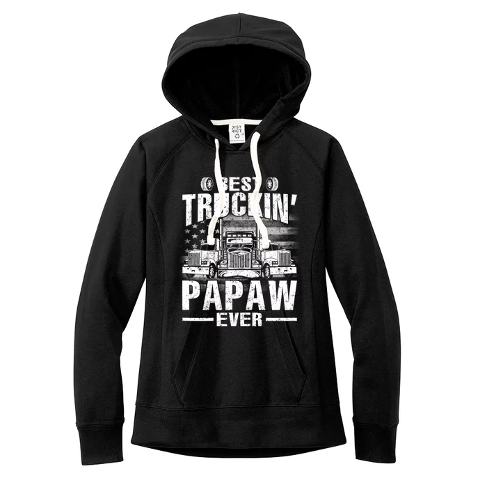 Best Truckin Papaw Ever Usa Flag Women's Fleece Hoodie