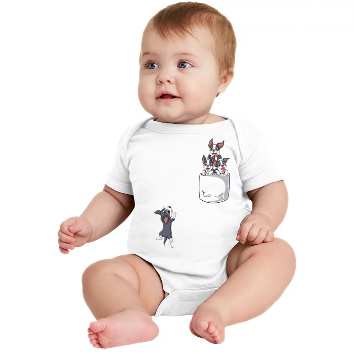 Boston Terrier Pocket Baby Bodysuit