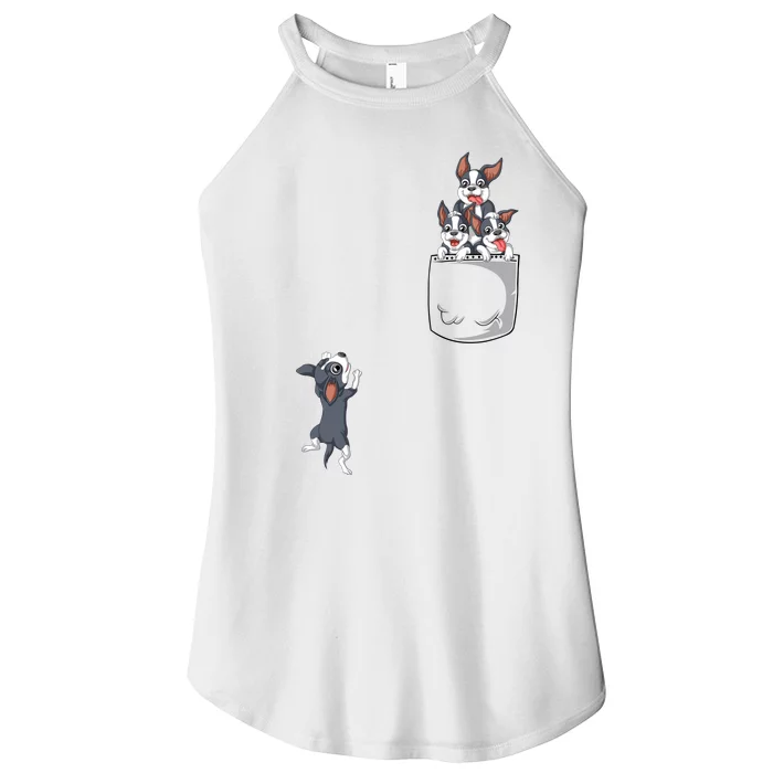 Boston Terrier Pocket Women’s Perfect Tri Rocker Tank