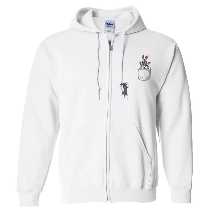 Boston Terrier Pocket Full Zip Hoodie