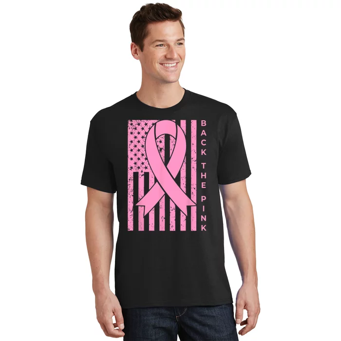 Back The Pink Breast Cancer Awareness Flag Women Men T-Shirt