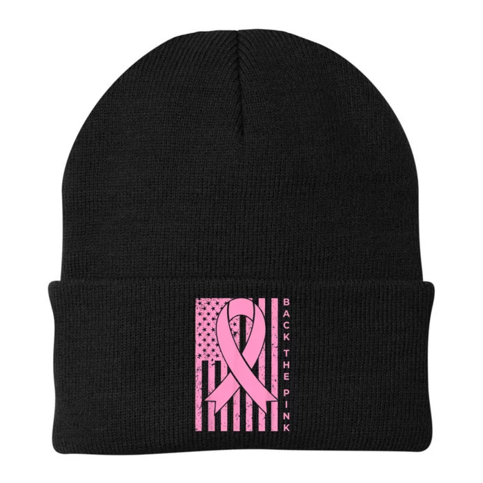 Back The Pink Breast Cancer Awareness Flag Women Men Knit Cap Winter Beanie