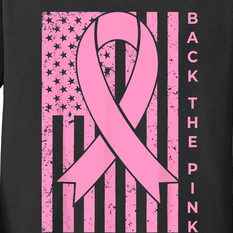 Back The Pink Breast Cancer Awareness Flag Women Men Kids Long Sleeve Shirt