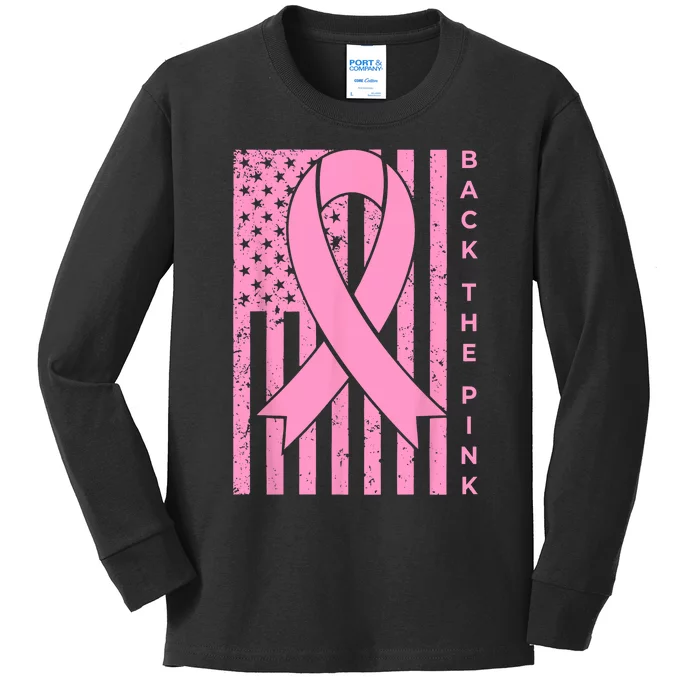 Back The Pink Breast Cancer Awareness Flag Women Men Kids Long Sleeve Shirt