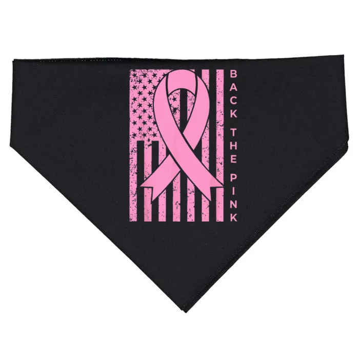 Back The Pink Breast Cancer Awareness Flag USA-Made Doggie Bandana