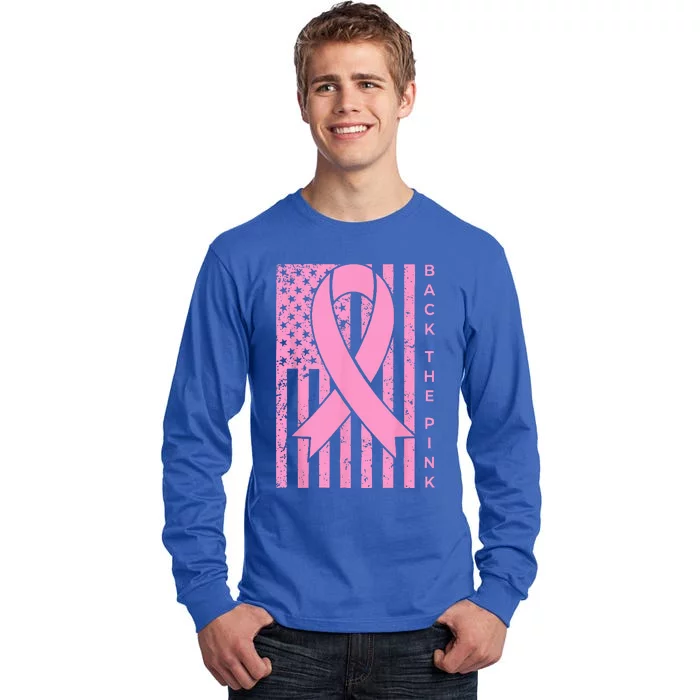 Back The Pink Breast Cancer Awareness Flag Tall Long Sleeve T-Shirt