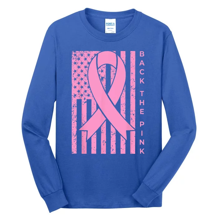 Back The Pink Breast Cancer Awareness Flag Tall Long Sleeve T-Shirt